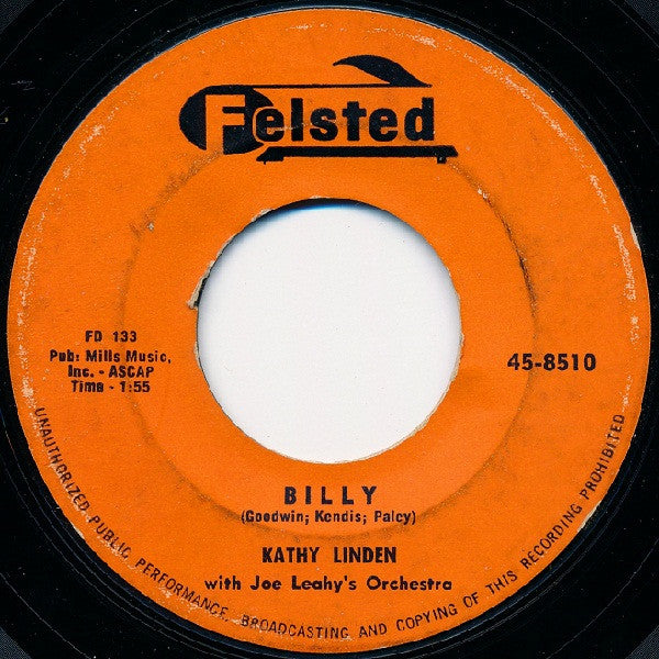 Kathy Linden : Billy / If I Could Hold You In My Arms (7", Single)