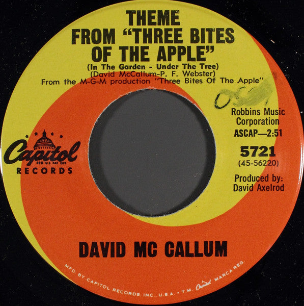 David Mc Callum* : In The Garden (Under The Tree) (Theme From The M-G-M Production "Three Bites Of The Apple") (7")