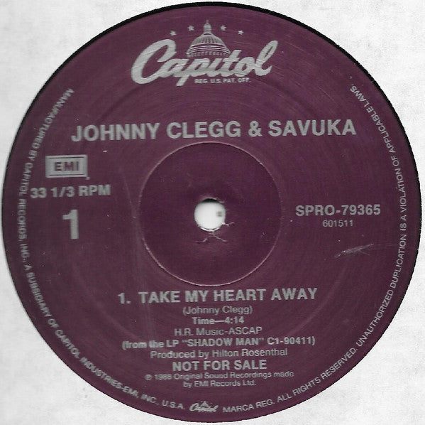 Johnny Clegg & Savuka : Take My Heart Away (12", Promo)