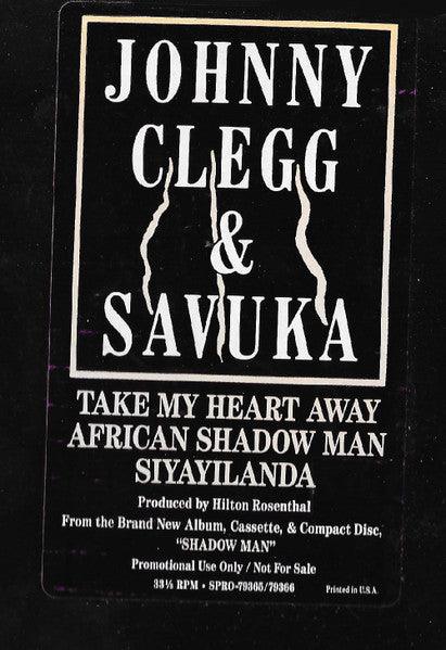 Johnny Clegg & Savuka : Take My Heart Away (12", Promo)