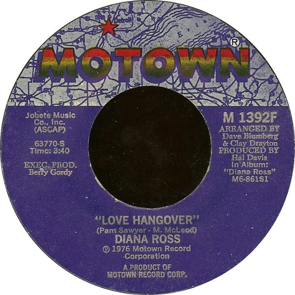 Diana Ross : Love Hangover / Kiss Me Now (7", Styrene, Mon)