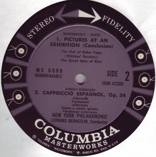 Modest Mussorgsky, Nikolai Rimsky-Korsakov, New York Philharmonic, Leonard Bernstein : Pictures At An Exhibition · Capriccio Espagnol (LP)