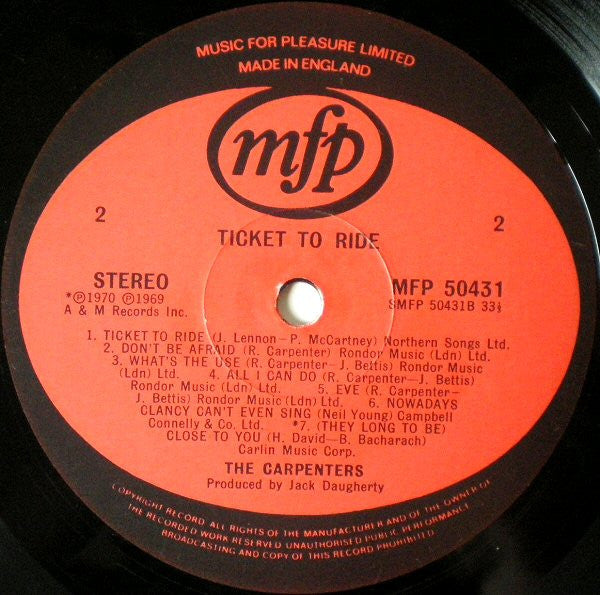 Carpenters : Ticket To Ride (LP, Album, Comp)