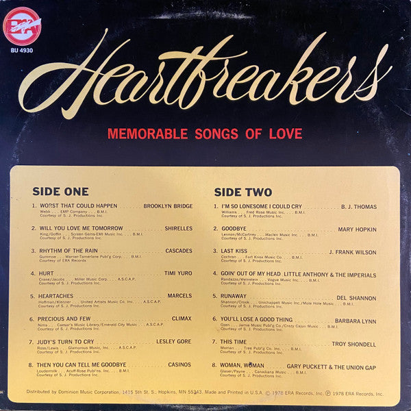 Various : Heartbreakers- Memorable Songs Of Love (LP, Comp)