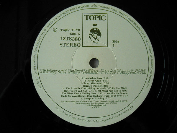 Shirley And Dolly Collins* : For As Many As Will (LP, Album)
