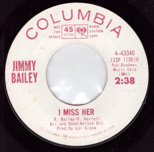 Jimmy Bailey* : I Miss Her / Happy Train (7", Promo)