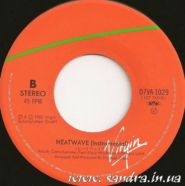 Sandra : In The Heat Of The Night (7", Single)