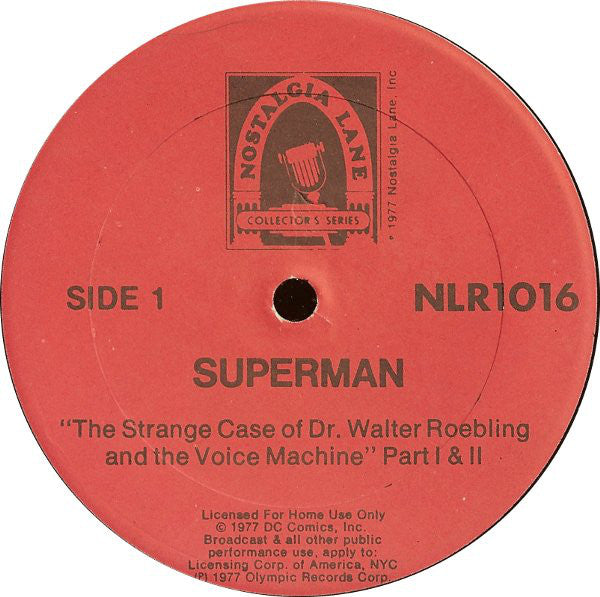 Unknown Artist : Superman (Original Radio Broadcasts) (LP)