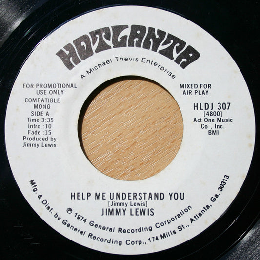 Jimmy Lewis : Help Me Understand You (7", Mono, Promo)