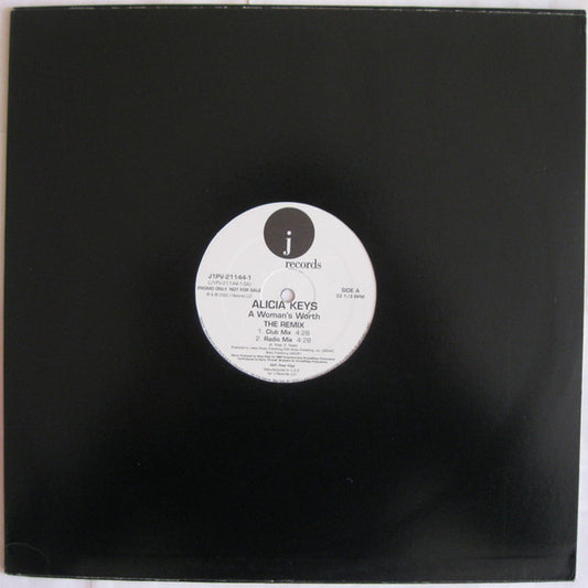Alicia Keys : A Woman's Worth (The Remix) (12", Promo)