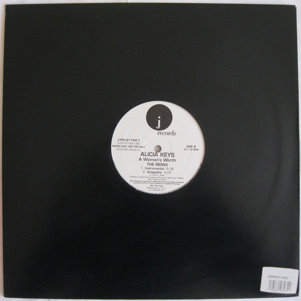 Alicia Keys : A Woman's Worth (The Remix) (12", Promo)