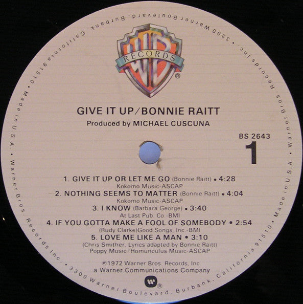 Bonnie Raitt : Give It Up (LP, Album, RE, Los)