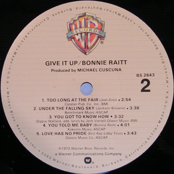 Bonnie Raitt : Give It Up (LP, Album, RE, Los)