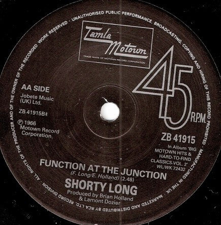 Shorty Long (2) : Here Comes The Judge / Function At The Junction (7")