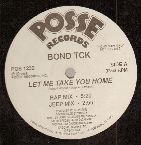 Bond TCK : Let Me Take You Home (12", Promo)
