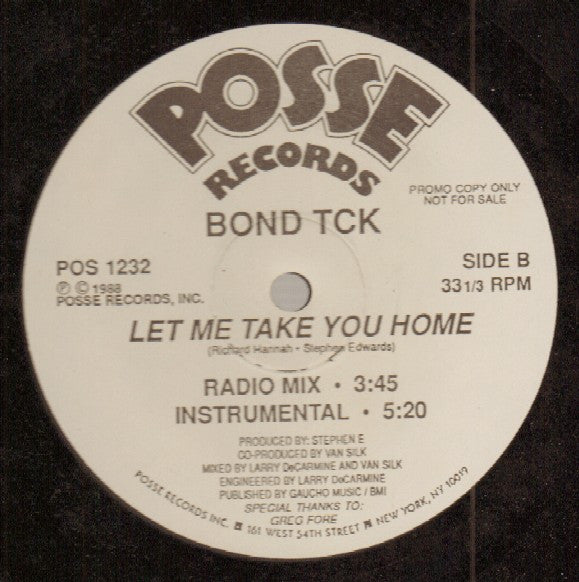 Bond TCK : Let Me Take You Home (12", Promo)