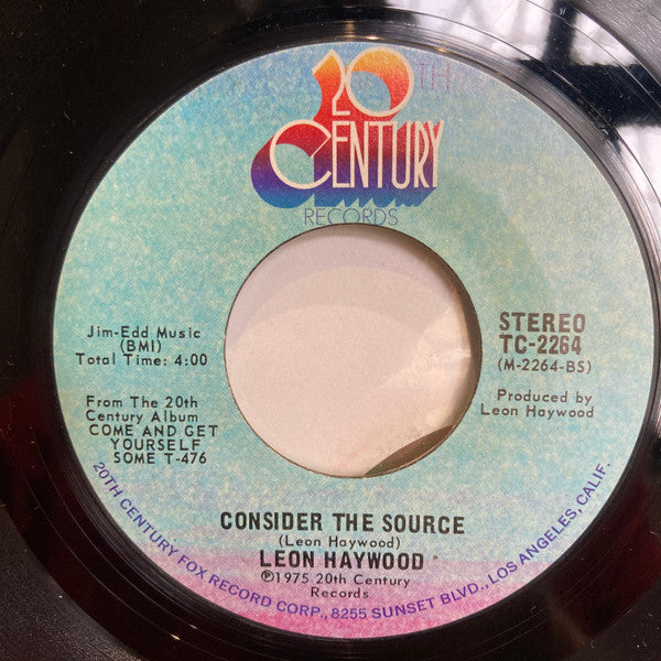 Leon Haywood : Just Your Fool / Consider The Source (7")