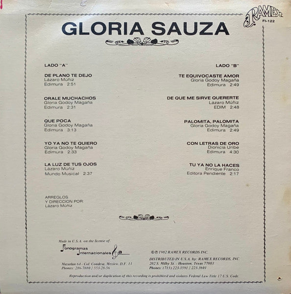 Gloria Sauza : Te Equivocaste Amor (LP, Album)