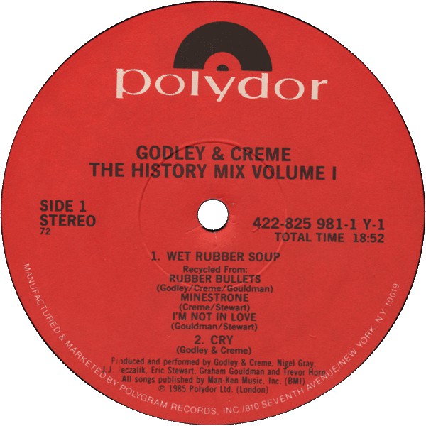 Godley & Creme : The History Mix Volume 1 (LP, Album, PRC)