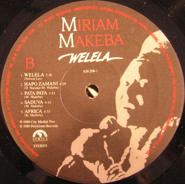 Miriam Makeba : Welela (LP, Album)