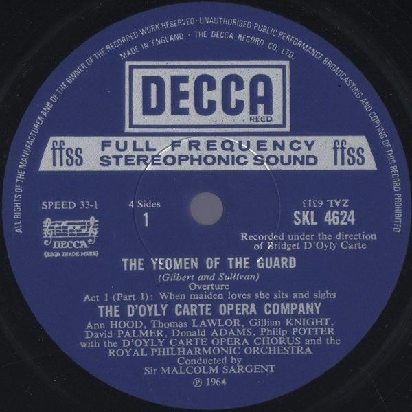 Gilbert And Sullivan*, D'Oyly Carte Opera Company*, Royal Philharmonic Orchestra, Sir Malcolm Sargent : The Yeomen Of The Guard (2xLP, RP)