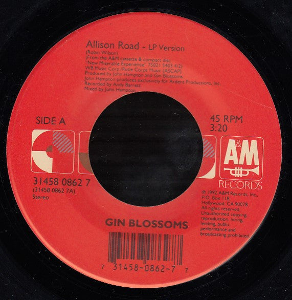 Gin Blossoms : Allison Road (7")