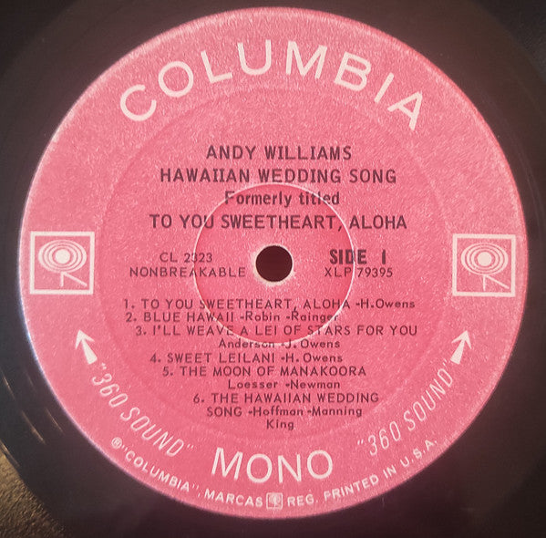Andy Williams : Hawaiian Wedding Song (LP, Album, Mono)