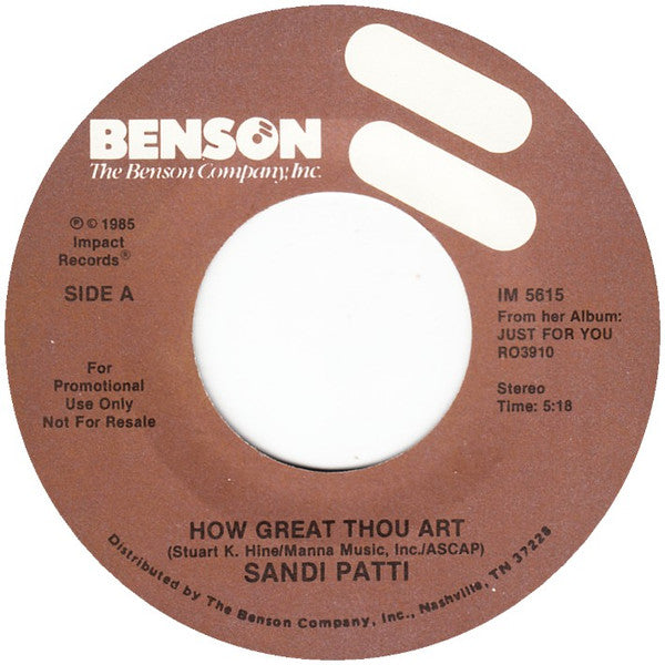 Sandi Patti* : How Great Thou Art (7", Single, Promo, Ele)
