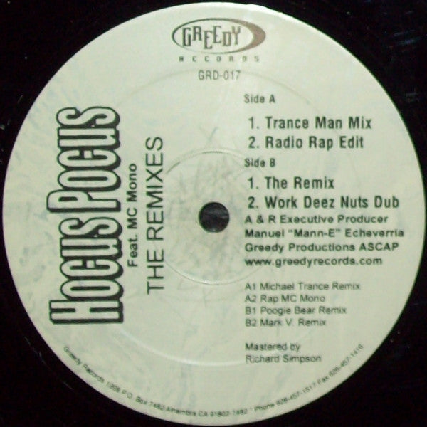 DJ Work! Feat. MC Mono : Hocus Pocus (The Remixes) (12")