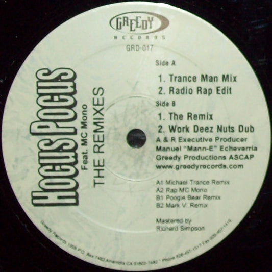 DJ Work! Feat. MC Mono : Hocus Pocus (The Remixes) (12")