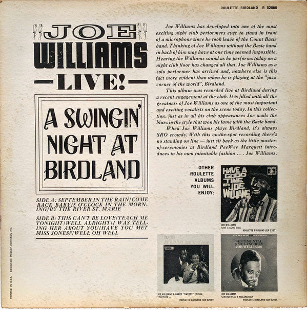 Joe Williams : A Swingin' Night At Birdland (LP, Mono)