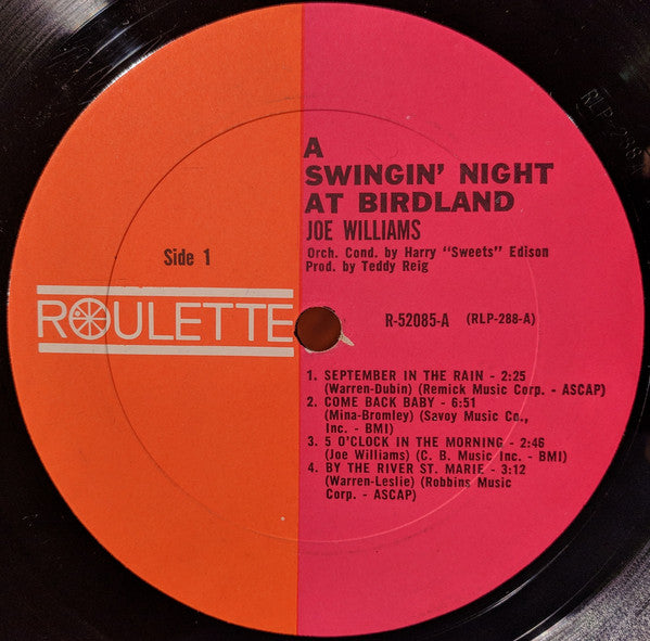 Joe Williams : A Swingin' Night At Birdland (LP, Mono)