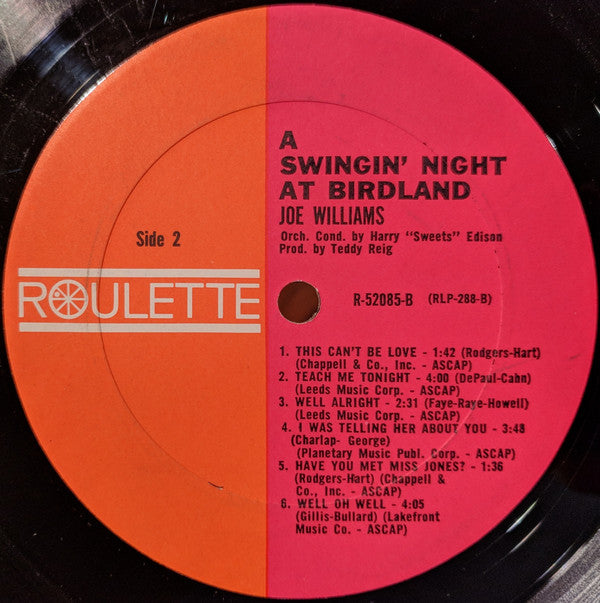 Joe Williams : A Swingin' Night At Birdland (LP, Mono)