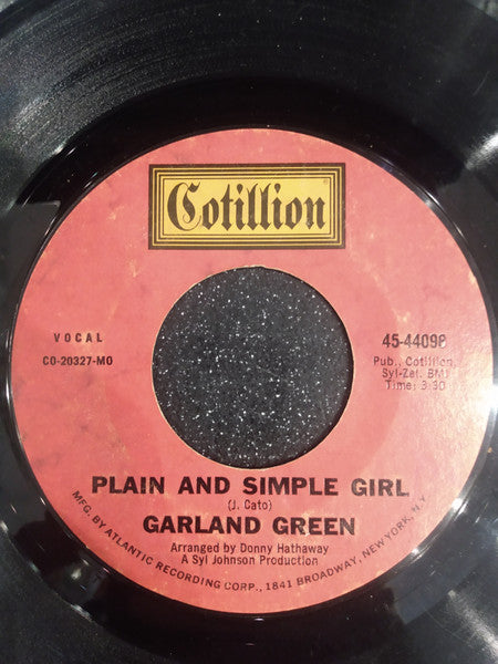 Garland Green : Plain And Simple Girl / Hey Cloud  (7", Single, Mon)