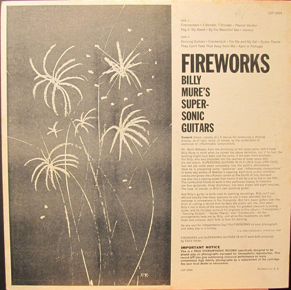 Billy Mure's Supersonic Guitars : Fireworks (LP, Album)