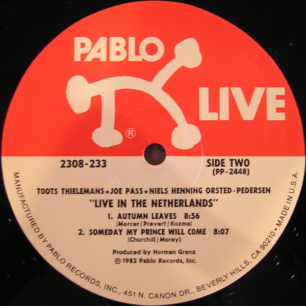 Toots Thielemans + Joe Pass + Niels Henning Ørsted-Pedersen* : Live In The Netherlands (LP, Album)