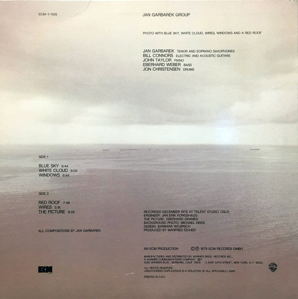 Jan Garbarek Group : Photo With Blue Sky, White Cloud, Wires, Windows And A Red Roof (LP, Album)