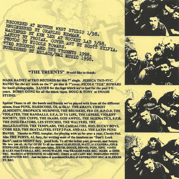 The Truents : Don't Look Back (7")