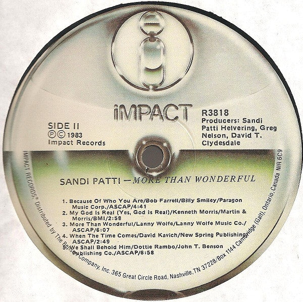 Sandi Patti* : More Than Wonderful (LP, Album)