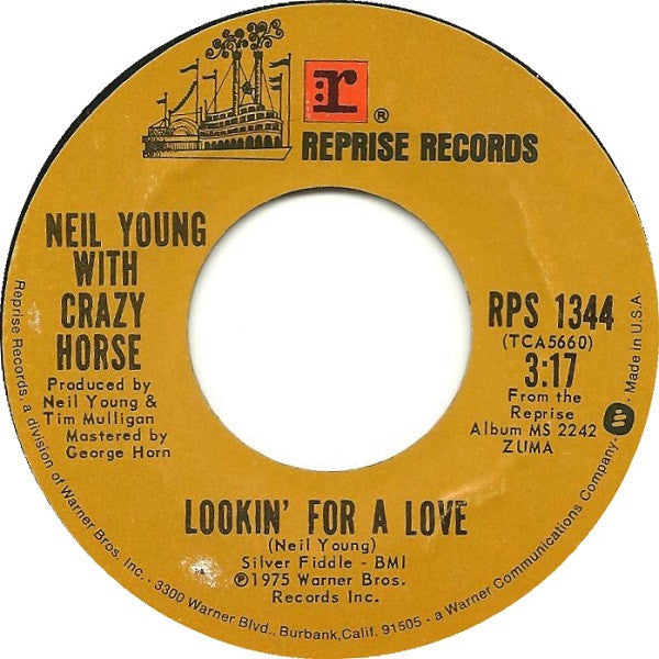 Neil Young With Crazy Horse / Neil Young : Lookin' For A Love / Sugar Mountain (7", Single, Styrene, Ter)