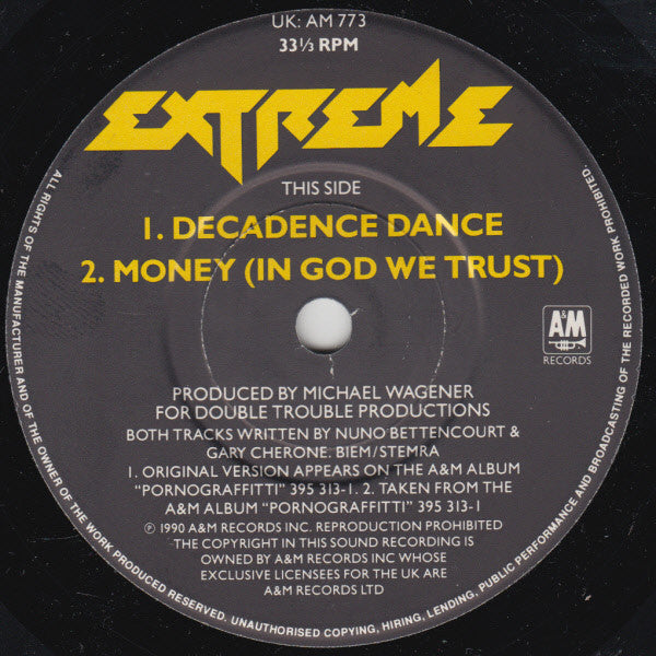 Extreme (2) : Decadence Dance (7", S/Sided, Single, Etch, Ltd)