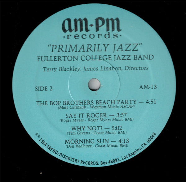 Fullerton College Jazz Band : Primarily Jazz (LP, Comp)