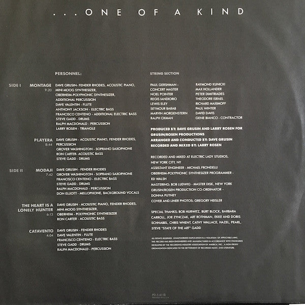 Dave Grusin : One Of A Kind (LP, Album)