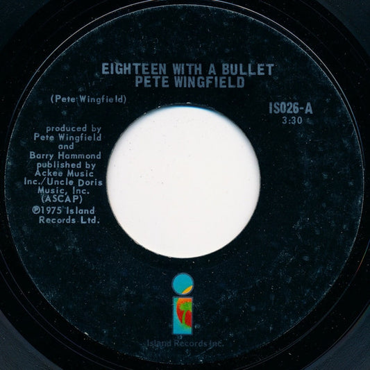 Pete Wingfield : Eighteen With A Bullet (7", Single, Styrene, Ter)