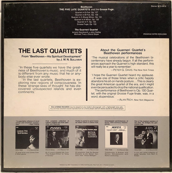 Beethoven* — The Guarneri Quartet* : The Five Late Quartets And The Grosse Fuge (4xLP, Album, RP, Aut + Box)