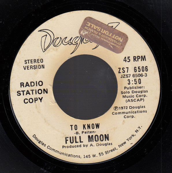 Full Moon (5) : To Know (7", Promo)