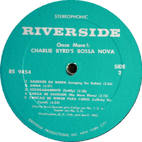 Charlie Byrd : Charlie Byrd's Bossa Nova Once More! (LP, Album, RE)