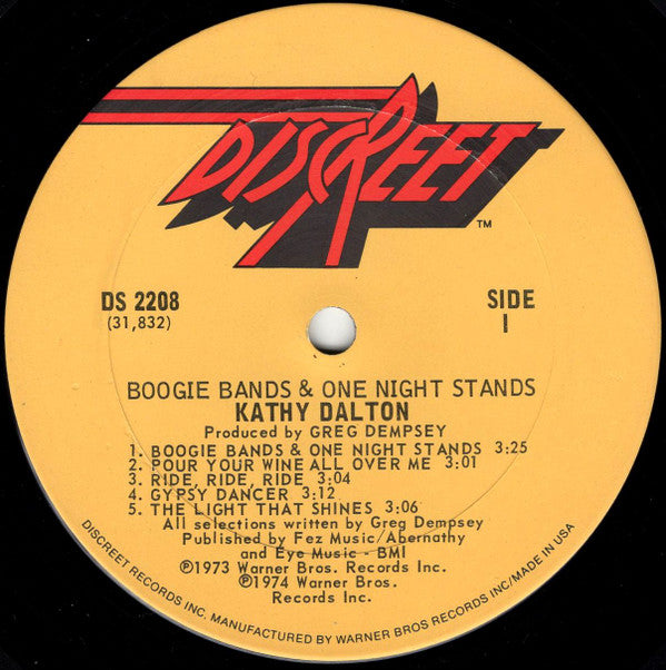 Kathy Dalton : Boogie Bands & One Night Stands (LP, Album, RE, Ter)