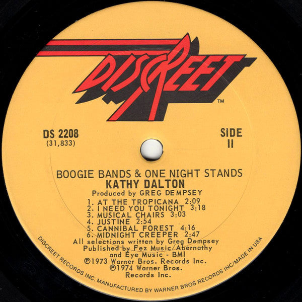 Kathy Dalton : Boogie Bands & One Night Stands (LP, Album, RE, Ter)