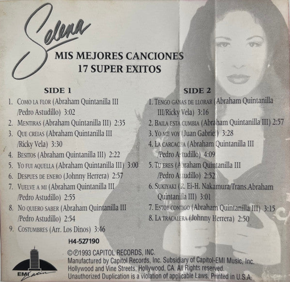 Selena : Mis Mejores Canciones • 17 Super Exitos (Cass, Comp, Club)